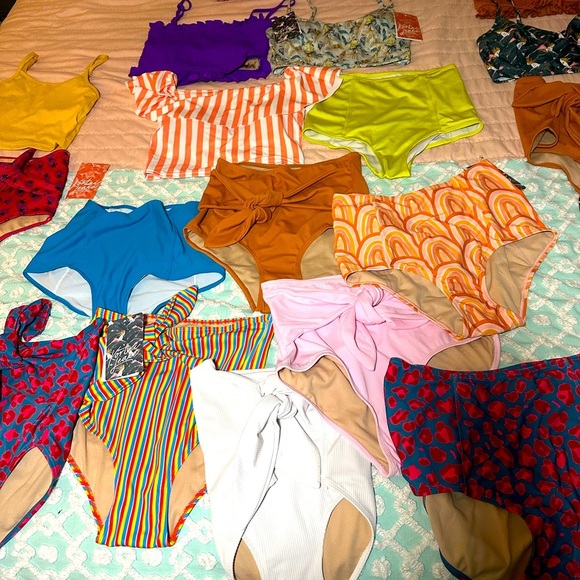 KORTNI JEANE High-Waisted Tie-Front Ribbed Swim Bottoms WHITE - Sz S NWT - Picture 6 of 6